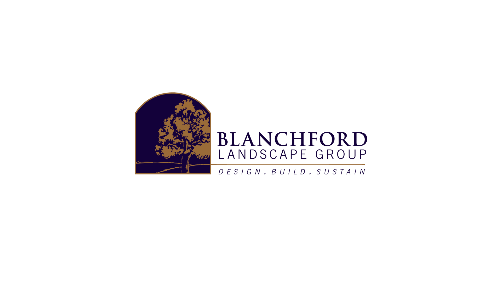 Blanchford Landscape Group logo with tree emblem