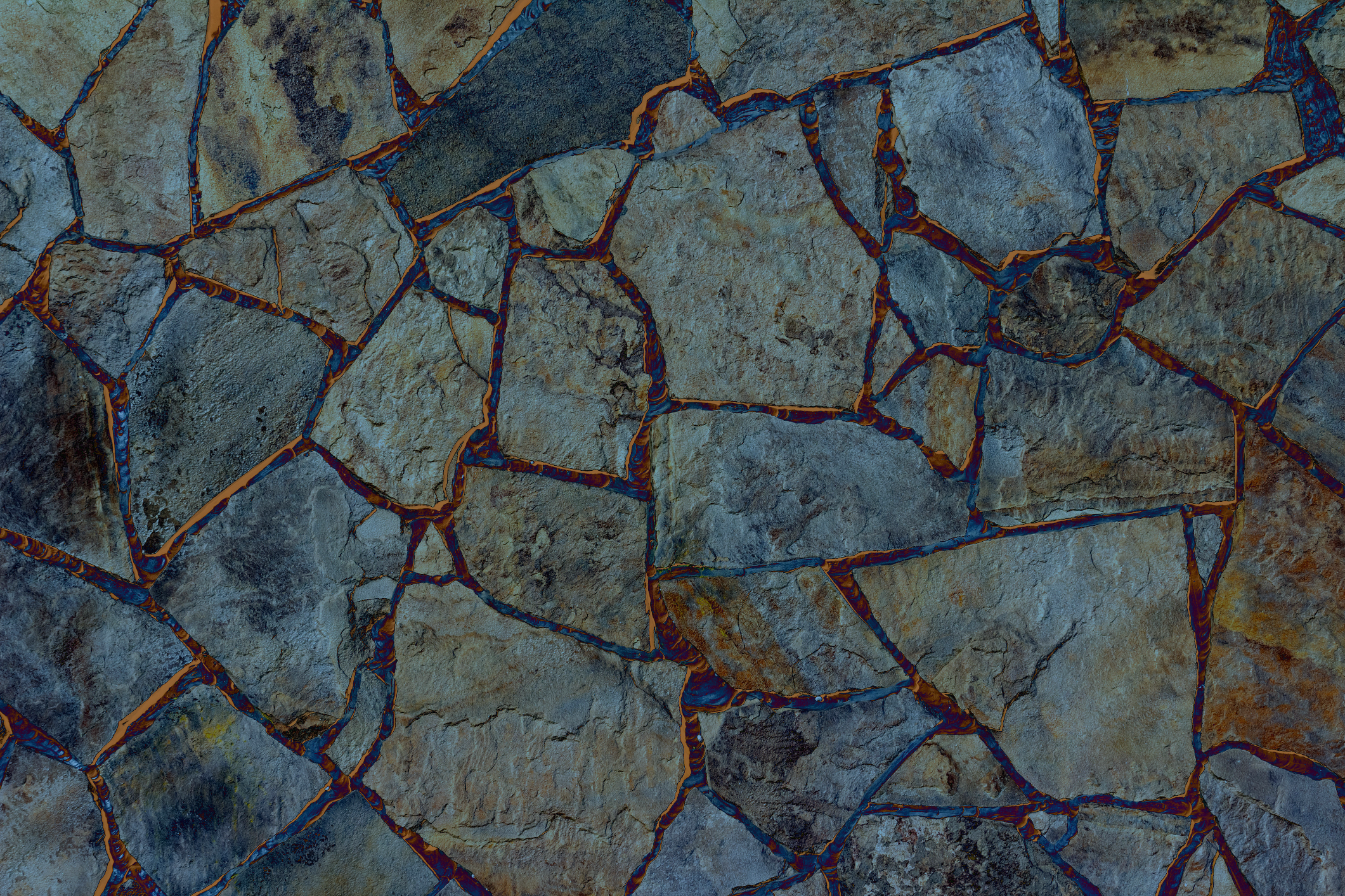 Close-up of irregular stone wall texture
