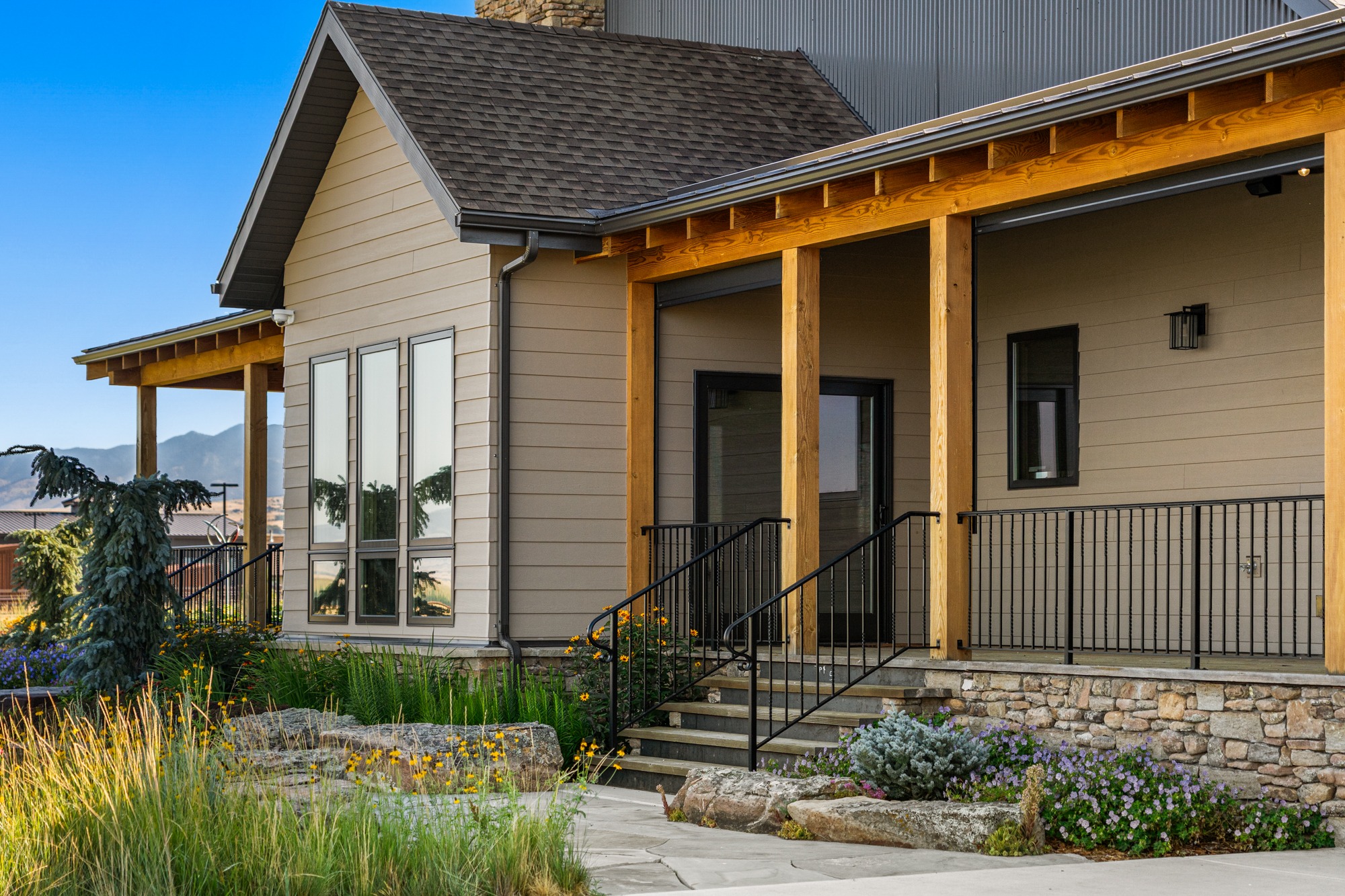 Modern craftsman home exterior with wood columns